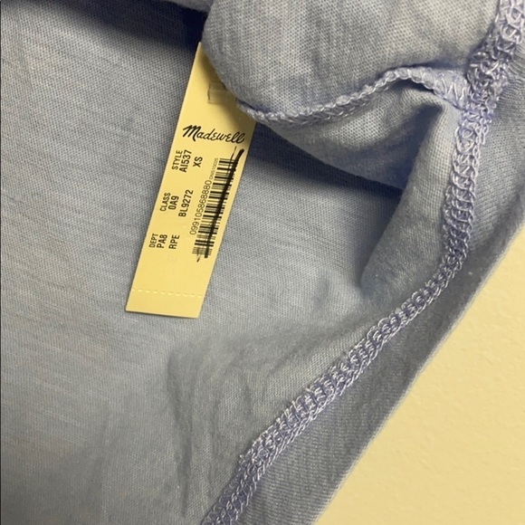 Madewell Westville, Raglan Tee, Extra Small, light blue,  curved bottom, ,NWT - Picture 3 of 6